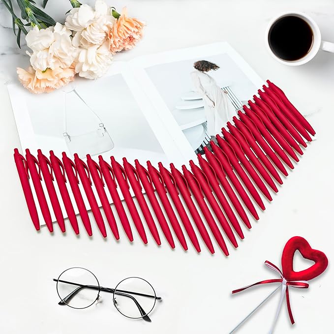 Aozora Pens Bulk 30 Pack Red Click Pens No Bleed Wholesale Retractable - Image 5