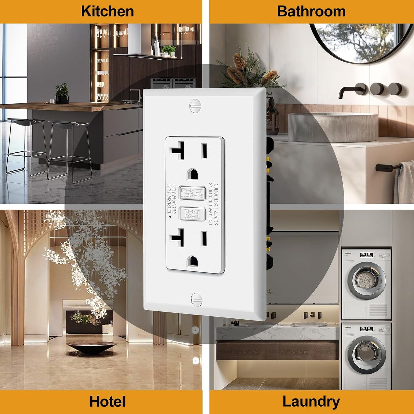 ELECTECK 10 Pack GFCI Outlets 20 Amp, NTR GFI Receptacle, ETL Listed, White | Ultra Slim Design, 20a Non-Tamper Resistant with LED Indicator, Ground Fault Circuit Interrupter, Wallplate Included