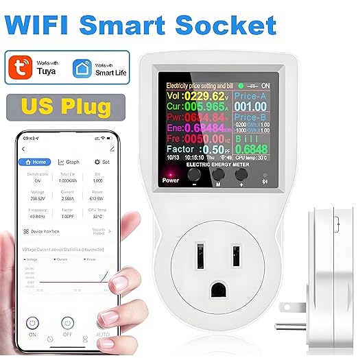 WiFi Smart Plug with Energy Monitoring Electricity Usage Monitor with LCD - Image 2