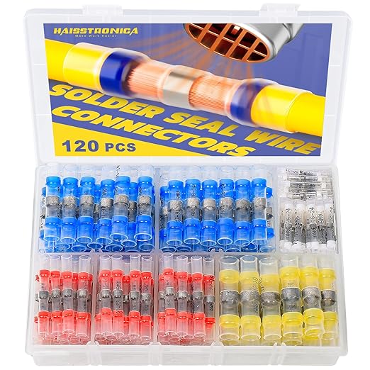 haisstronica 120PCS Solder Seal Wire Connectors, Marine Grade Heat Shrink Butt by HAISSTRONICA