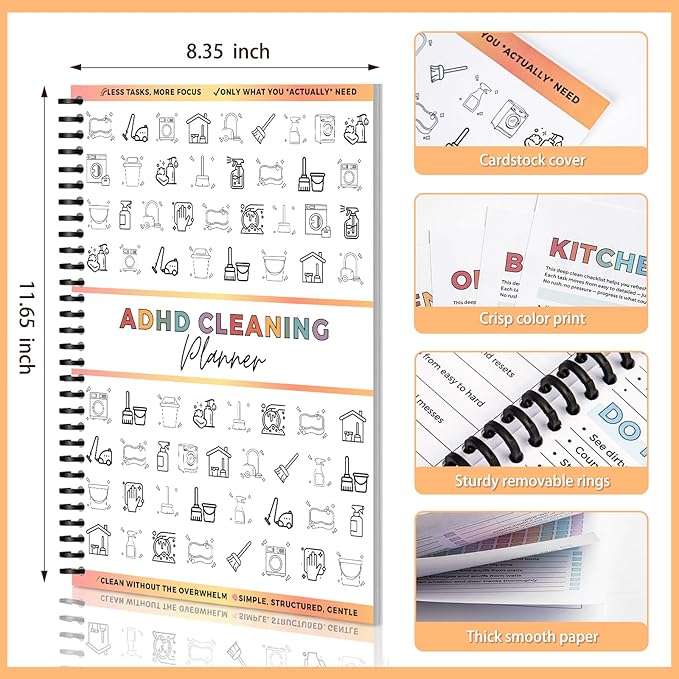 ADHD Cleaning Planner – Reusable Dry-Erase Sleeve Fridge Kit, Removable Coil - Image 5