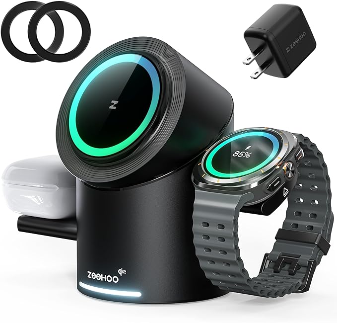 ZEEHOO 3 in 1 Charging Station for Samsung, Wireless Charger Stand, Qi2 15W by ZEEHOO%C2%AE