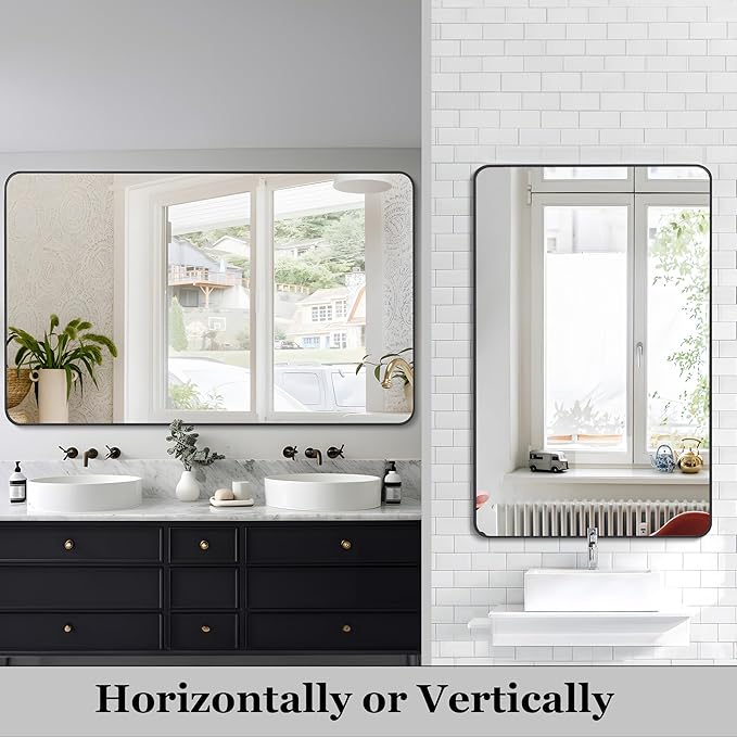 30" x 48"Bathroom Mirror, Matte Black Wall Mirror - Image 2