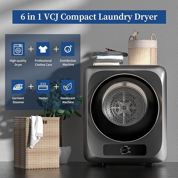VCJ Portable Clothes Dryer for Apartment, 10lbs Compact Electric Laundry Dryer - Image 3