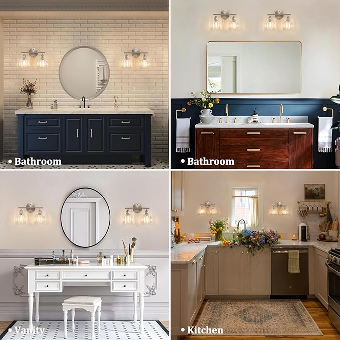 Shenmoyl Bathroom Light Fixtures, 2-Light Vanity Wall Light Over Mirror - Image 3