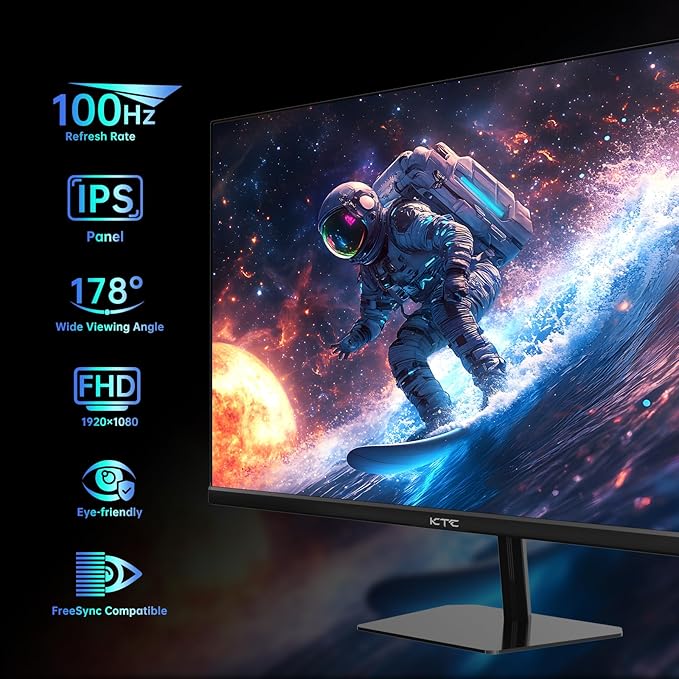 KTC 24.5 Inch FHD 100Hz IPS Computer Monitor, 1080P Eye Care PC Gaming Monitor - Image 2