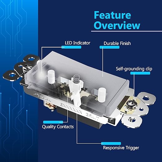 LIDER Minimalist Design Matte Finish Lighted Decorator Switch, Frameless Paddle - Image 3