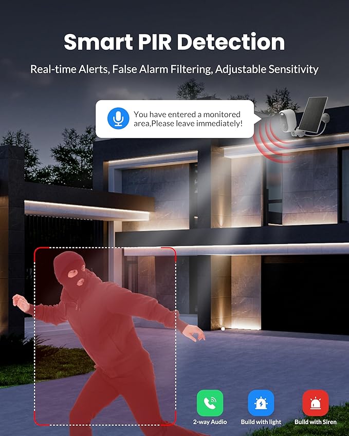 Aurumbach Solar Security Camera Outdoor Wireless 2 Pack, 2K Color Night Vision - Image 6