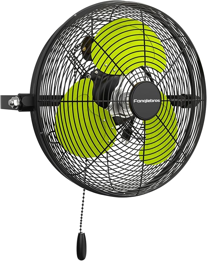 Fanqiebros 12 IN High Velocity Wall Mount Fan, 3 Speed Industrial Wall Fan by Fanqiebros