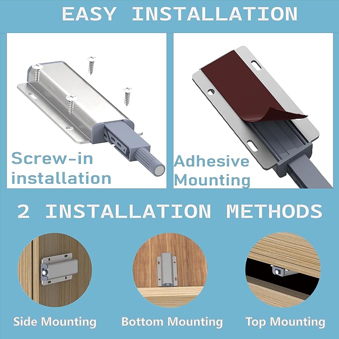 Push to Open Door Latch for Cabinet Door 2 Pack Magnetic Push to Open Cabinet - Image 7