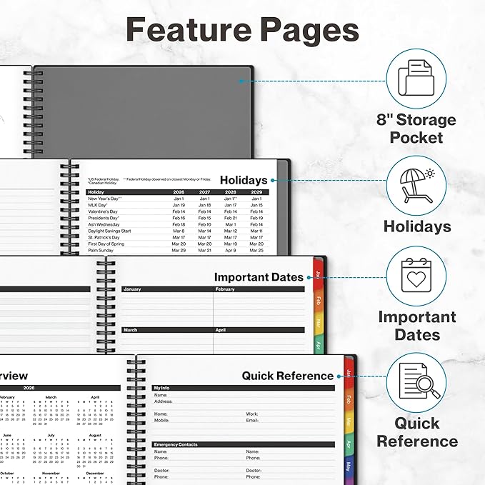 Dunwell 2026 Planner Book 8.5x11, Weekly Monthly Calendar, Jan to Dec, Large - Image 8