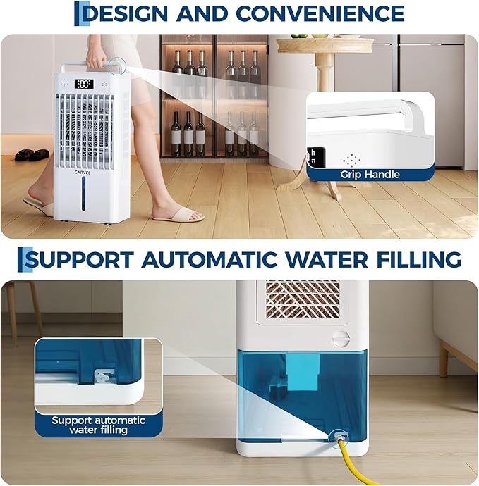 Portable Evaporative Air Cooler, 2.6Gal Touch Screen Cooler Fan - Image 7