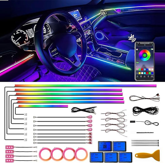 Acrylic Interior Car LED Strip Lights, Colorful 22-in-1 Car Ambient Lighting Kit by Unknown