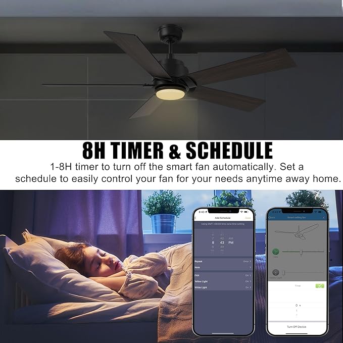 SMAAIR Smart WiFi LED Ceiling Fan, 52inch Plywood Outdoor Smart Ceiling Fan - Image 7