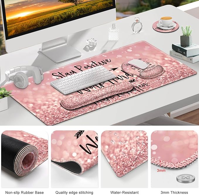 ToLuLu Desk Mat, XXL Large Mouse Pad Wrist Support Set，4 in1 Gaming Mousepad - Image 9