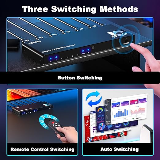 JCHICI HDMI Switch 5 in 1 Out 8K@60Hz 4K@120Hz - Image 4