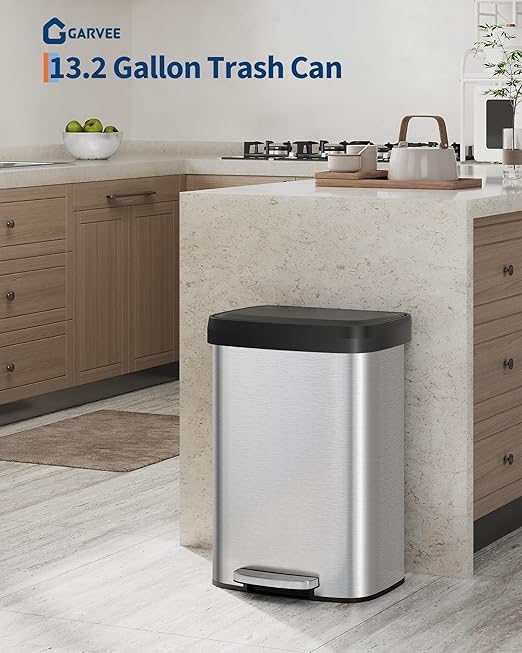 Garvee 13 gal / 50 L Stainless Steel Trash Can - Image 2