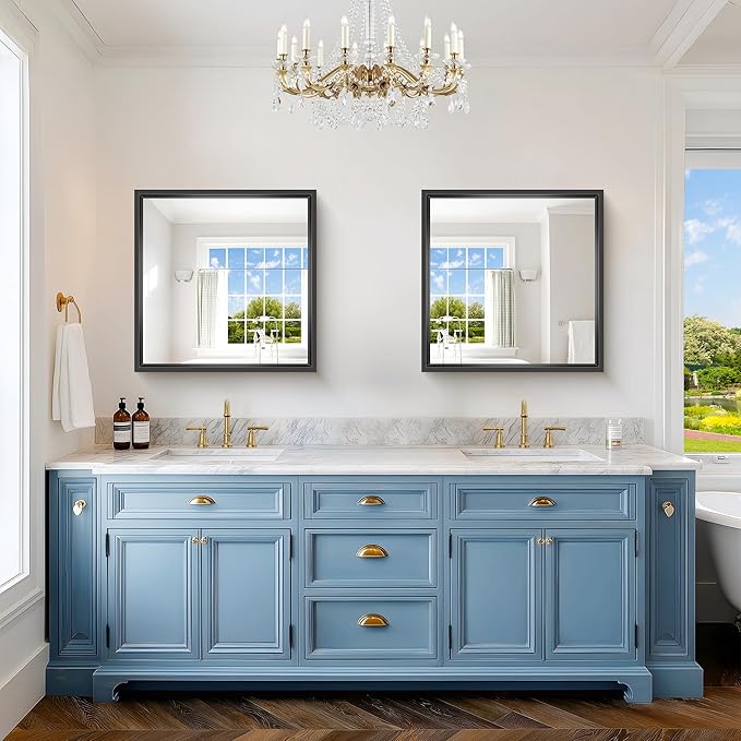 24x24 Square Black Mirror, Bathroom Mirrors - Image 2
