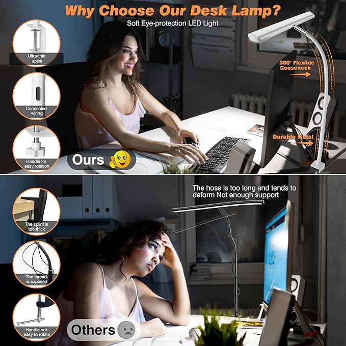 Airlonv LED Desk Lamp for Office Home, Eye-Caring Desk Light - Image 4