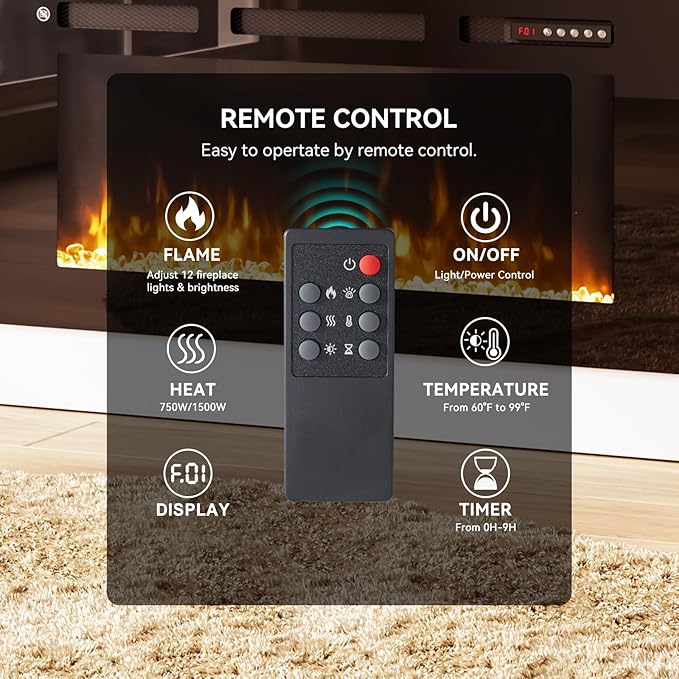 YISUFO 80” TV Stand with 36” Electric Fireplace, Large Modern Media - Image 5