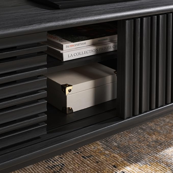 SAFAVIEH ESMA TV Stand for up to 65" Flatscreen – Black, Sliding Doors - Image 10