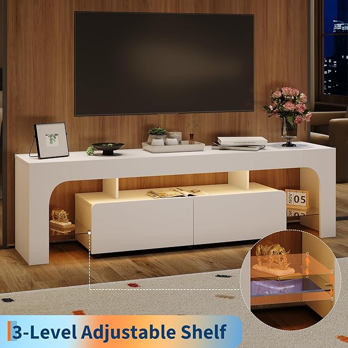 IDEALHOUSE LED TV Stand for 55 to 75 Inch TV, Modern TV Console Table - Image 4