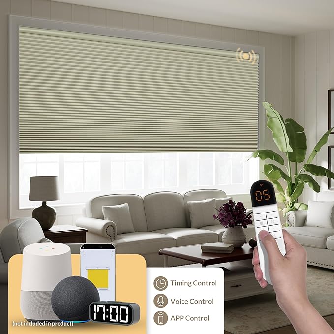 Boolegon No Drill Motorized Cellular Blinds - Image 2
