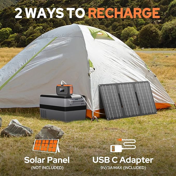 Portable Power Station with Foldable Solar Panel Charger 30W, 120W Camping - Image 2