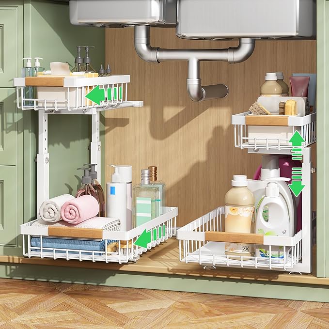 Pull out Cabinet Organizer, 1 Pack Under Sink Organizer, Slide out Metal by Kitstorack