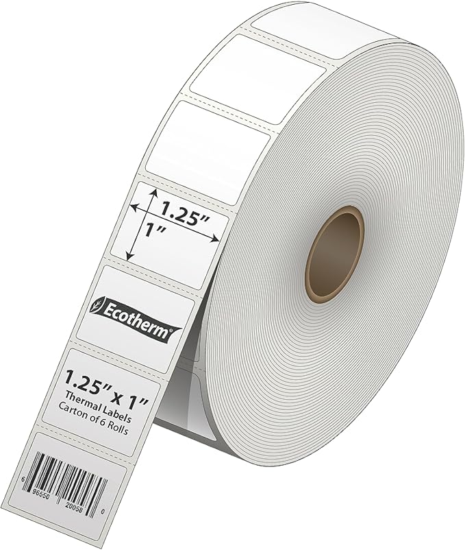 1.25" x 1" Thermal Labels | 6 Rolls | 14040 Labels | fits Zebra, Offnova - Image 2
