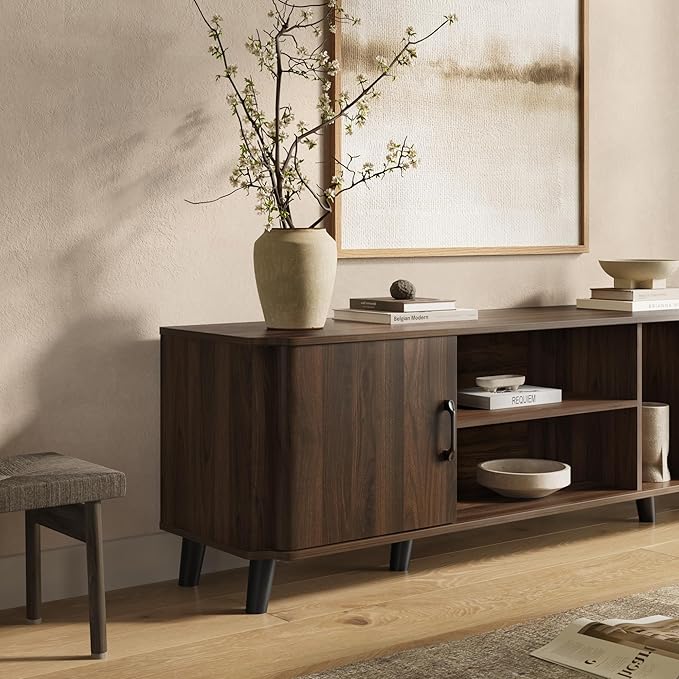 LuxenHome 70 Inch TV Stand, Mid Century Modern TV Stands - Image 7