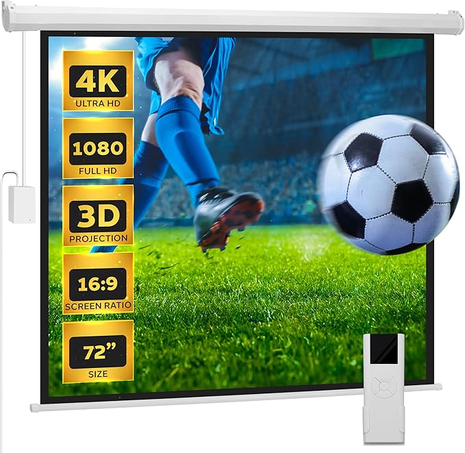 Pyle 72" Portable Motorized Matte White Projector Screen by PyleUSA