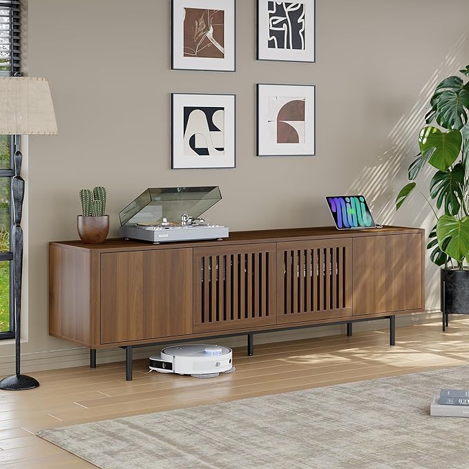 WODNITURE 71inch TV Stand with Storage & 2 Drawers, Mid-Century Modern TV Stand - Image 3