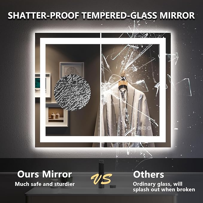 YEELAIT 28x36 Inch LED Bathroom Mirror - Image 6