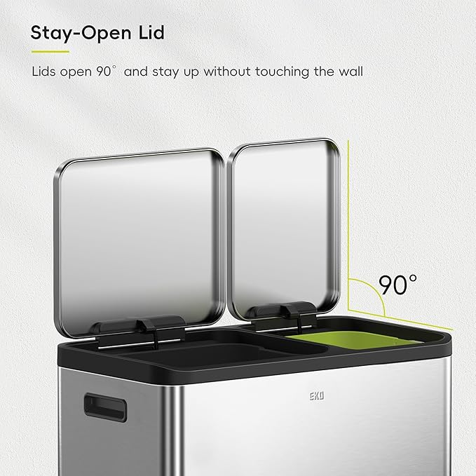 EKO EcoCasa Stainless Steel Dual Step Trash Can - Image 6
