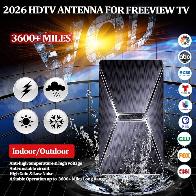 2026 Upgraded Indoor TV Antenna, 3600+ Miles Range HD Digital Antenna - Image 3
