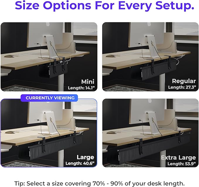 Ascrono Original No Drill Under Desk Cable Management Tray 40.6" - Image 4