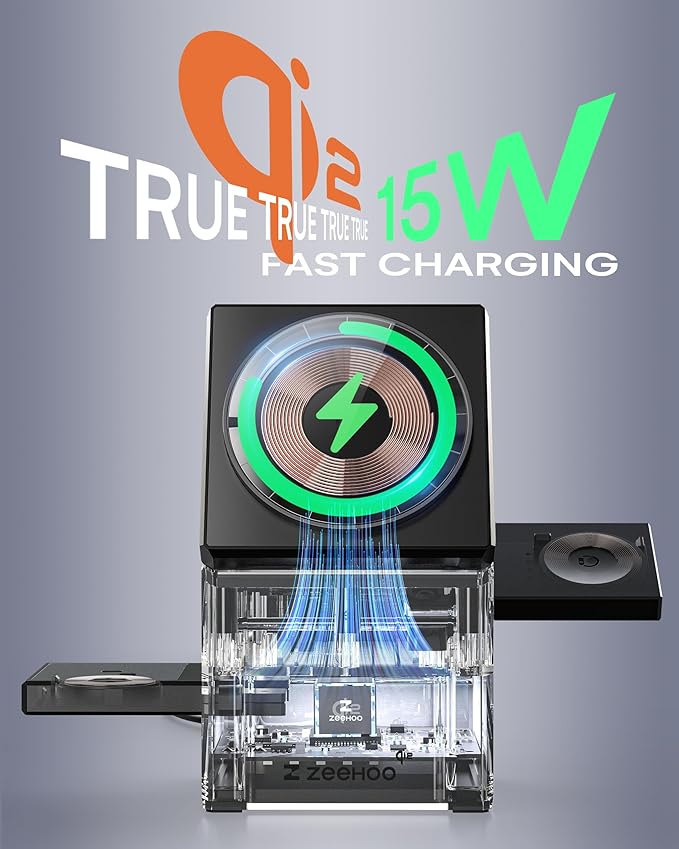 ZEEHOO 3 in 1 Charging Station, iPhone Charging Station - Image 2