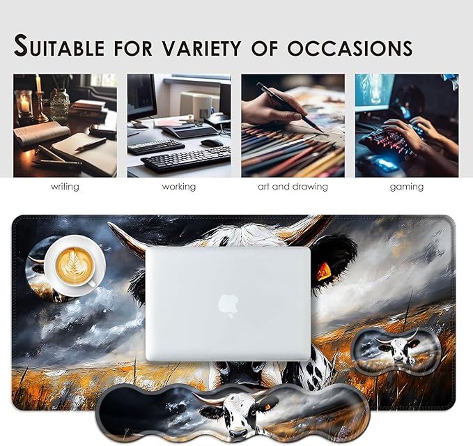 BFUKVOU Large Keyboard Mouse Pad Set, Extended Mouse Pad+Keyboard Wrist Rest - Image 7