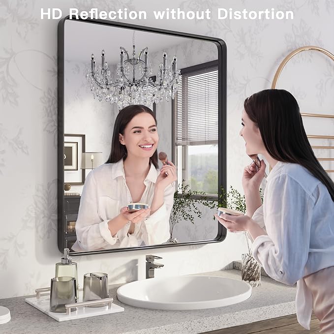 ISKM 30"x 30" Black Framed Bathroom Mirror - Image 2