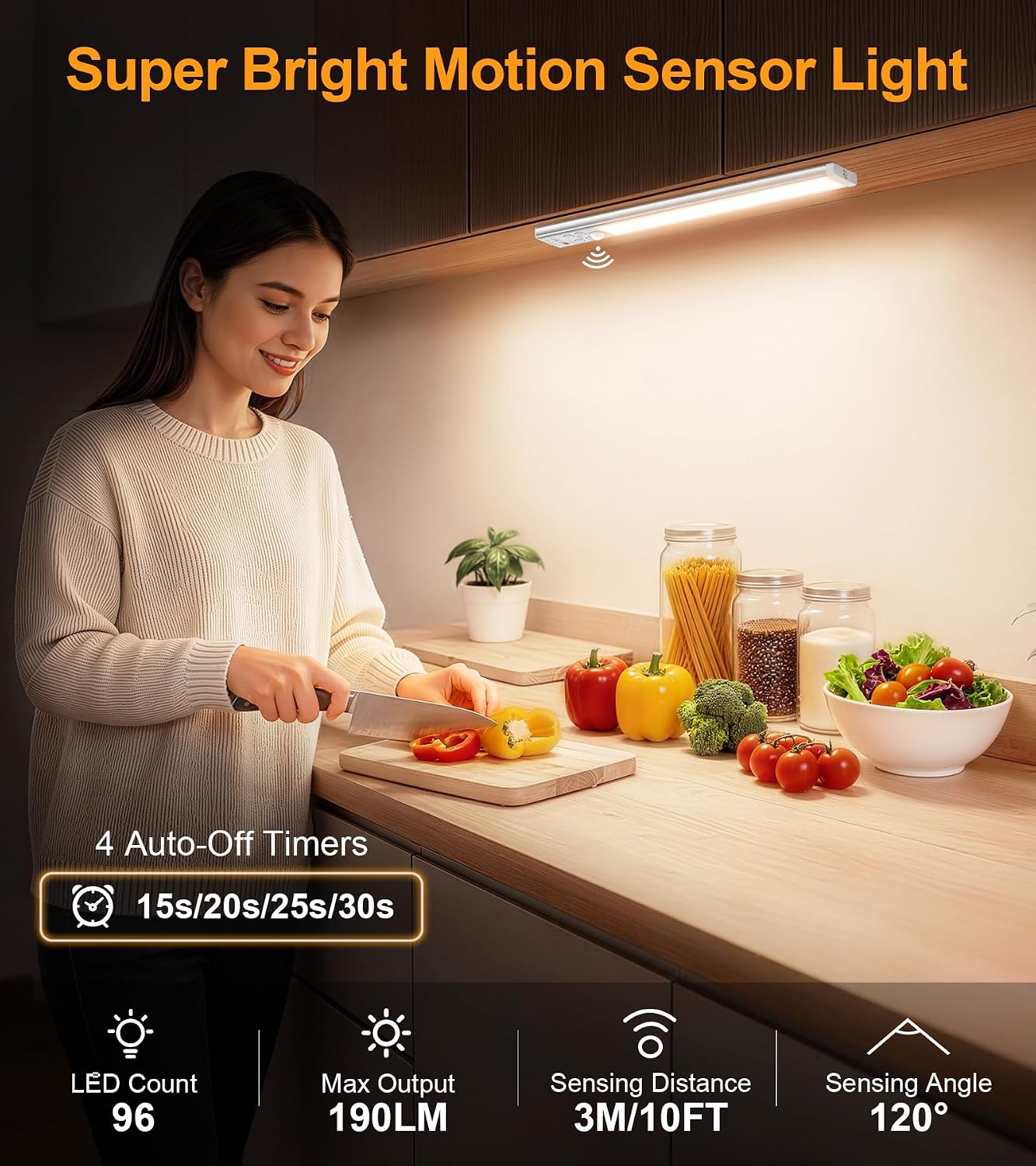Gritin 2026 Gen 2 12.7inch Under Cabinet Lighting with Flashlight Mode | 5 Colors & 6 Brightness,Super Bright,4 Modes,Motion Sensor,Long Lasting,Easy Installation Magnetic Under Closet Lights-2 Pack