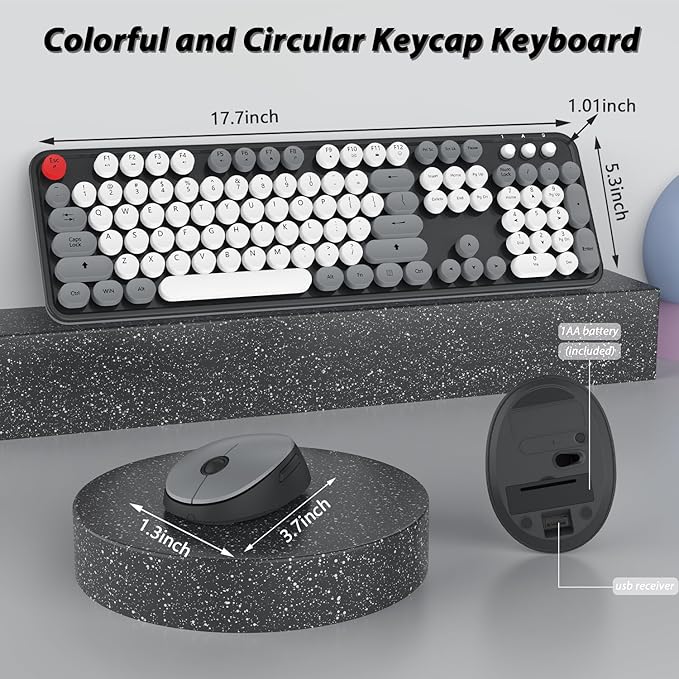 Wireless Keyboard and Mouse, KOOTOP Cute Keyboard and Mouse, 2.4G Wireless - Image 5
