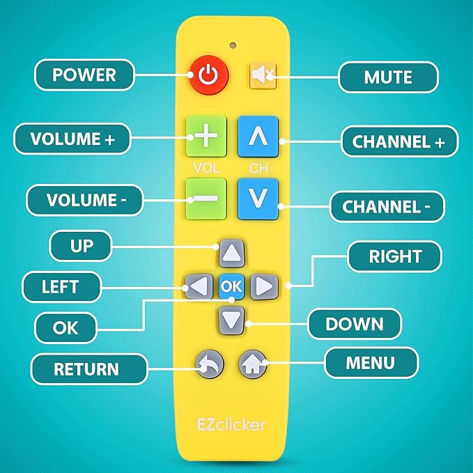 EZclicker Plus Big Button Universal TV Remote Simple Easy to Use, Works - Image 4