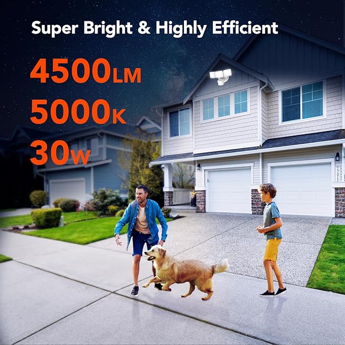 OREiN 2 Pack Motion Sensor Outdoor Lights, 4500LM 30W Outdoor Security Lights - Image 5