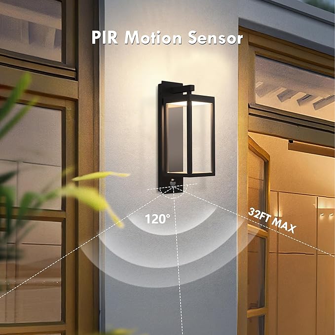 Lustrlach Motion Sensor Outdoor Light Fixtures Wall Mount, Exterior Wall Sconce - Image 2