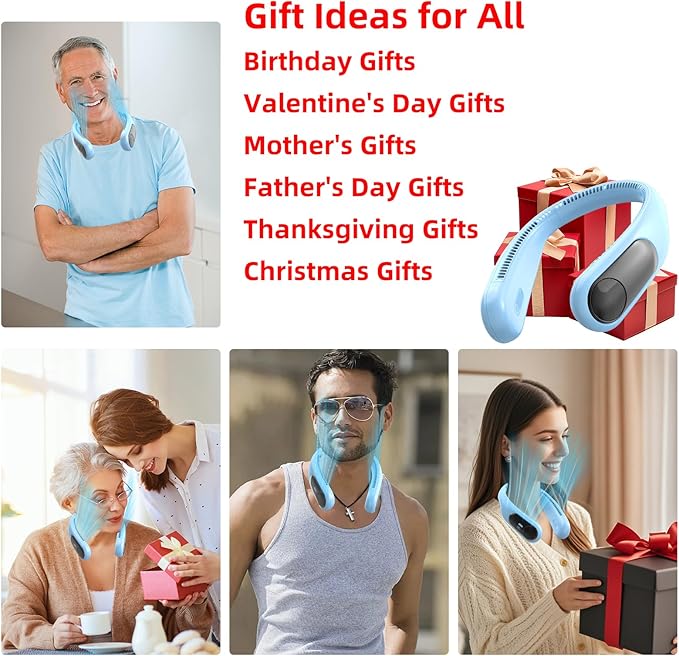 Portable Neck Fan, Personal Wearable Bladeless Fan, LED Display, 6000mAh USB - Image 6