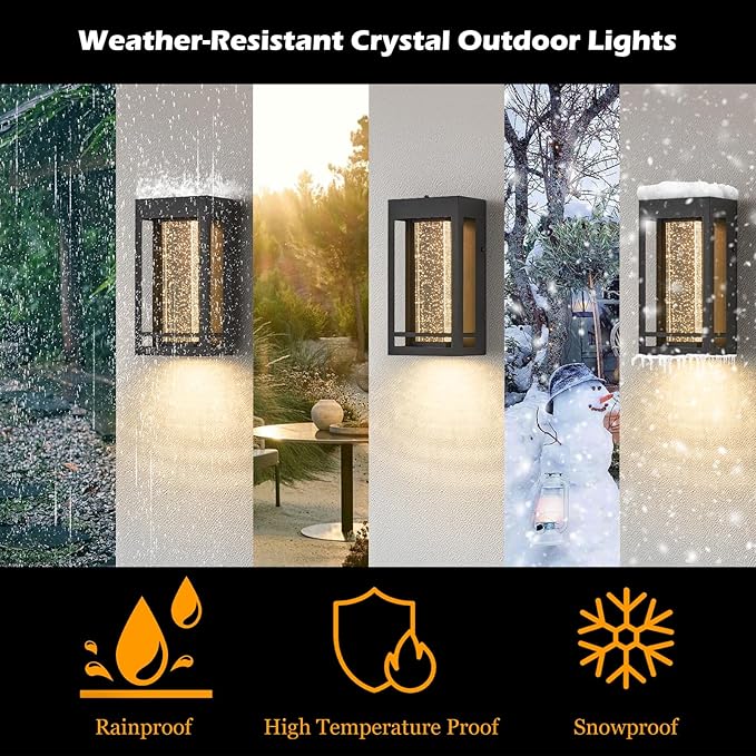 Myhaptim Dusk to Dawn Sensor Porch Lights, Crystal Bubble Exterior Lighting - Image 5