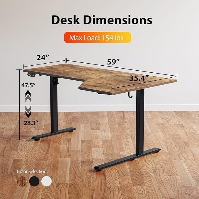 Agilestic Electric Standing Desk, L-Shaped 59 Inches Height Adjustable Desk - Image 3
