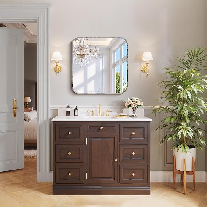 CILIBER Frameless Mirror, 24x24 Beveled Bathroom Mirrors - Image 6