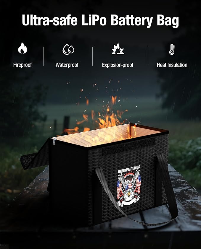 sumaxium 12V 100Ah LiFePO4 Lithium Battery Fireproof Safe Bag, Large Capacity - Image 2